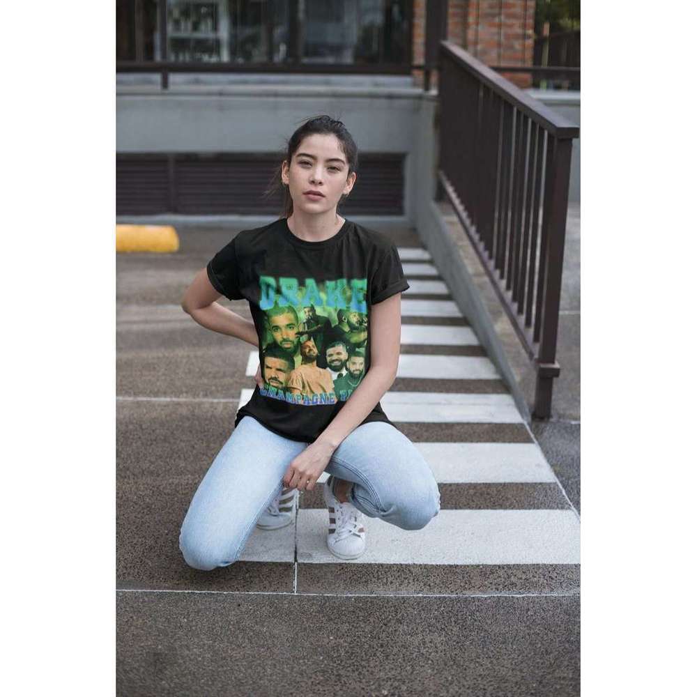 Drake Champagne Papi Retro Print T Shirt